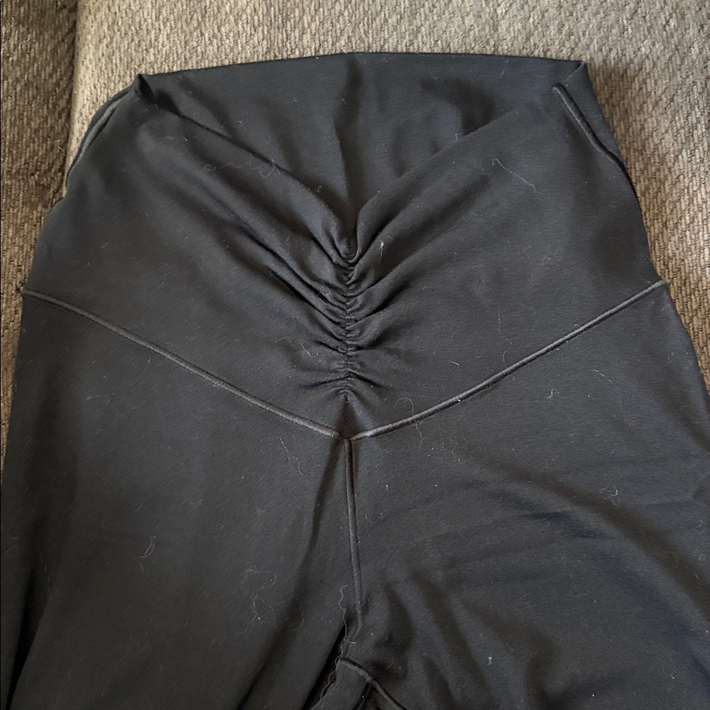 Aerie Black Leggings with Ruched Detail